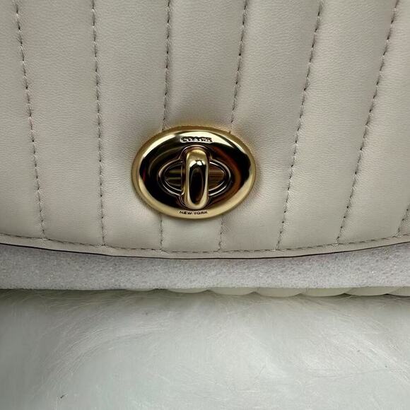 COACH Tilly Top Handle Crossbody Bag With Linear Quilting In Chalk 2562 NWT - Picture 8 of 9